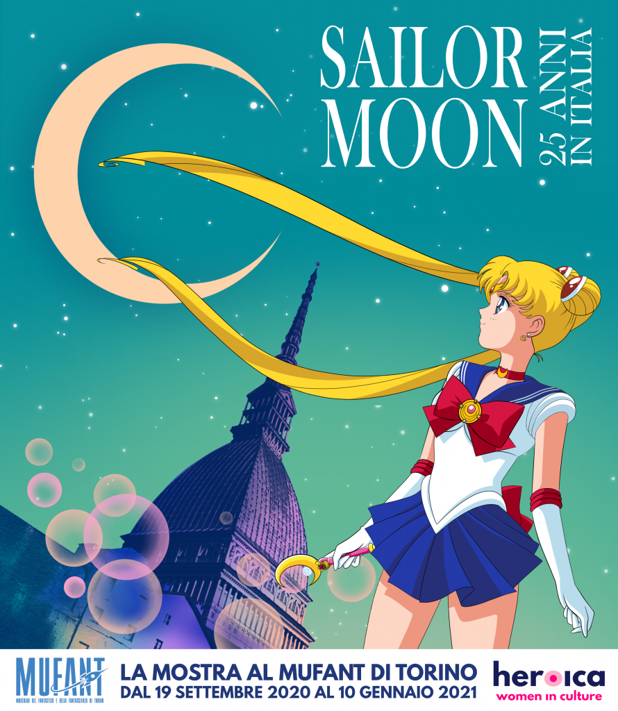 La locandina della mostra "Sailor Moon, 25 anni in Italia", al Mufant dal 19 settembre 2020 al 10 gennaio 2021.
