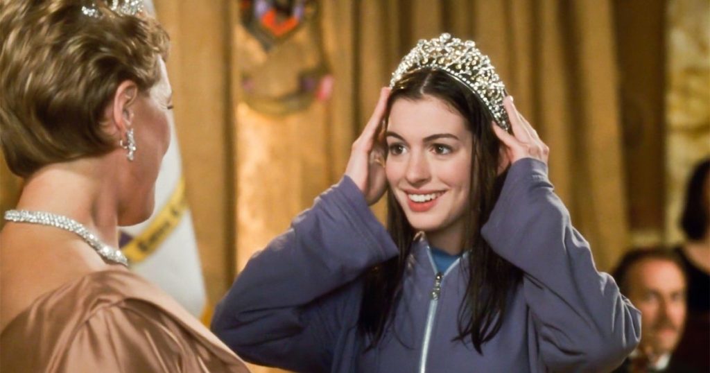 Anne Hathaway nel ruolo della principessa Mia in "Pretty Princess" (2001).